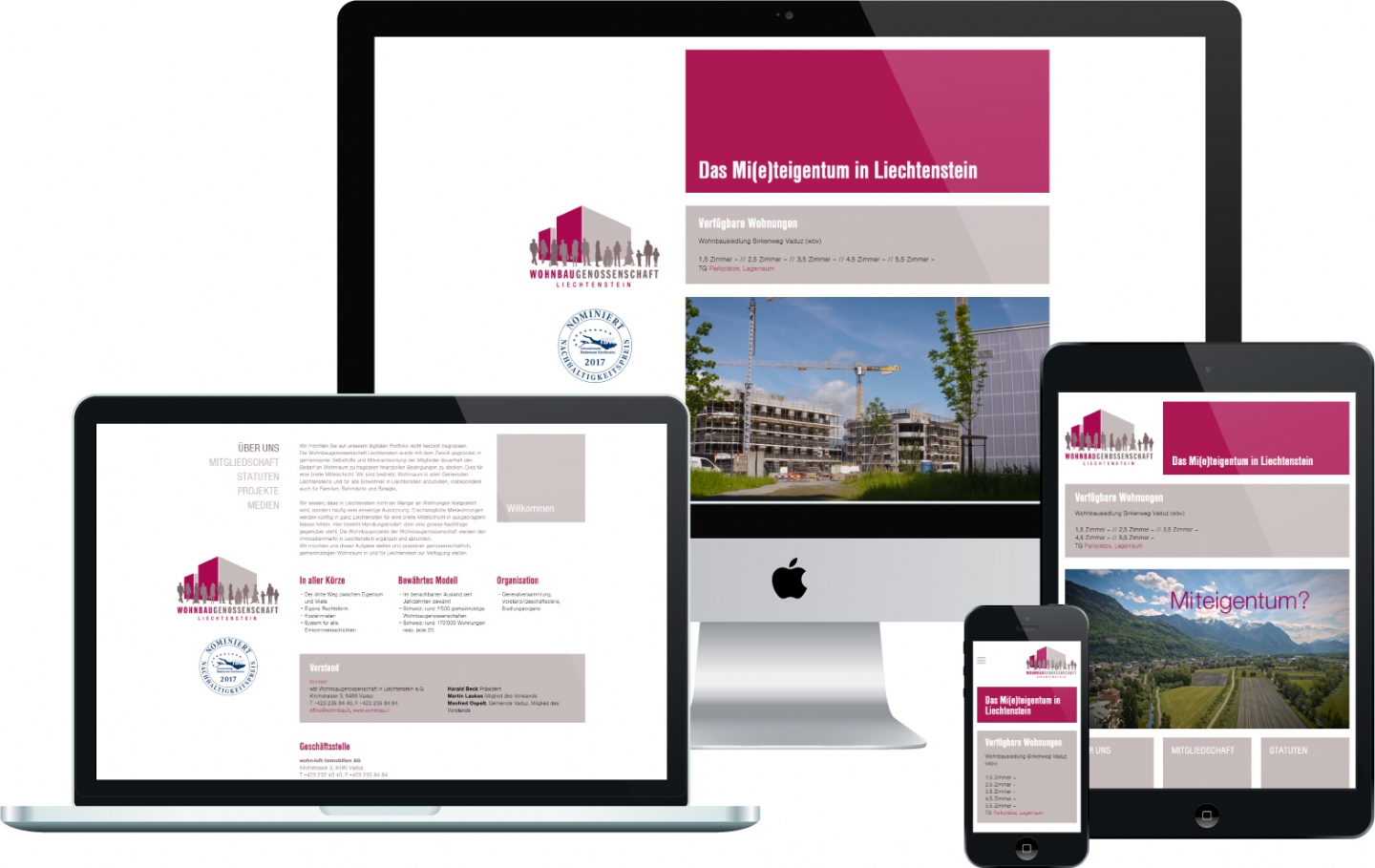 wbl Wohnbaugenossenschaft in Liechtenstein e.G. - Responsive Website, CMS